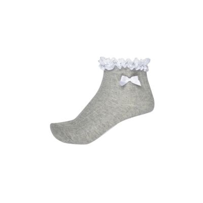 Girls grey frill bow socks